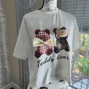 Korean Teddy Bear White Tee